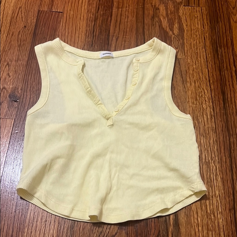 Garage Yellow Ribbed Crop Top